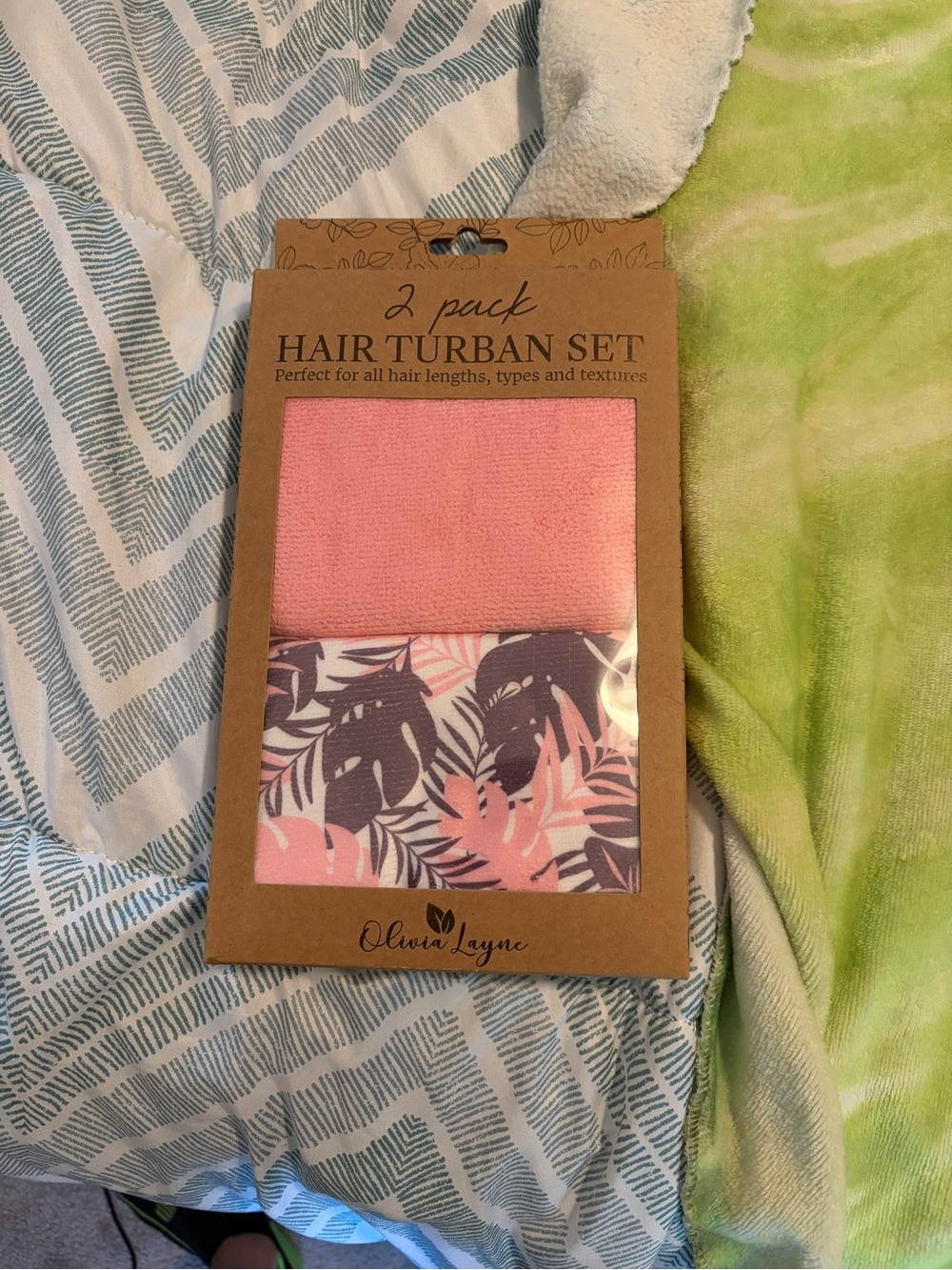 Pink 2-Pack Hair Turban Set - Solid and Tropical Print